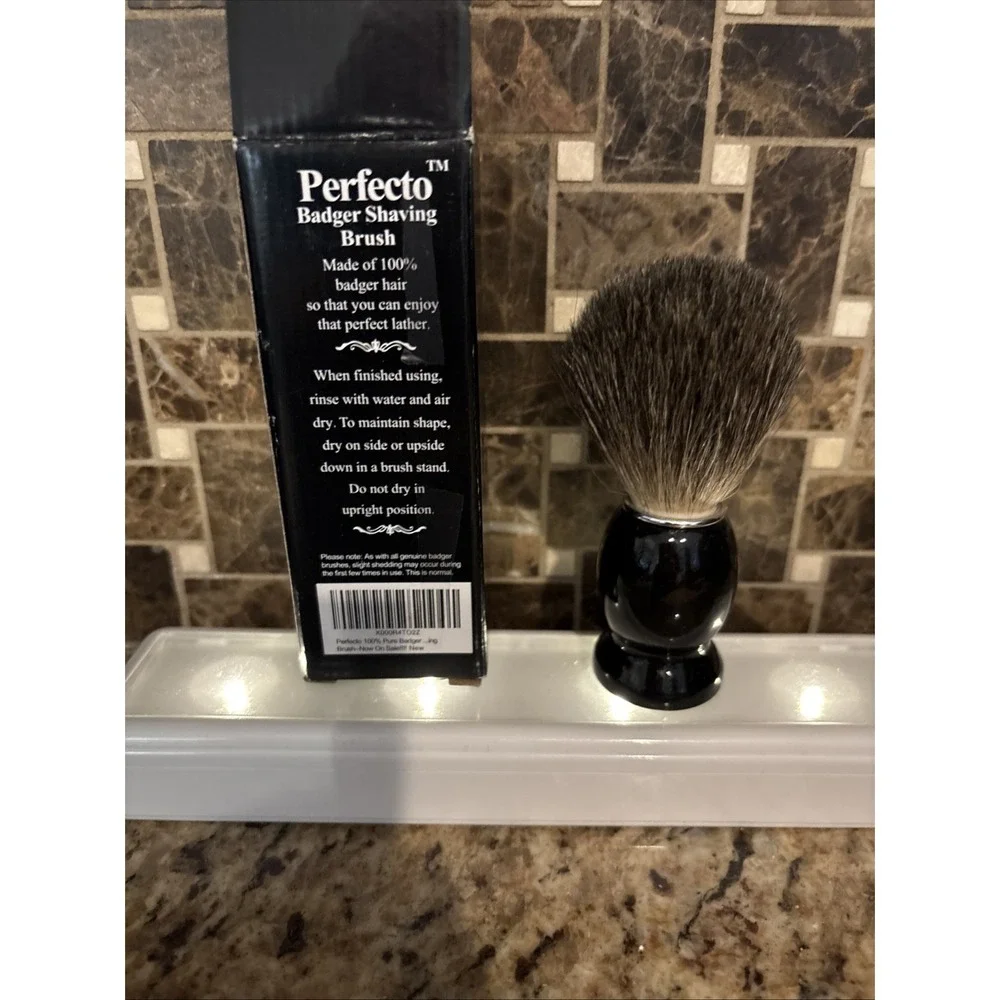 Perfecto 100% Pure Badger Shaving Brush-Black 1‎ Count (Pack of 1), Black